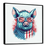 Blue Red Pig With Sunglasses - Pig Living Room Wall Art