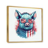 Blue Red Pig With Sunglasses - Pig Living Room Wall Art