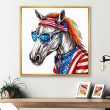 Red Blue Horse With Sunglasses And Shirt - Horse Bedroom Wall Art