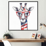Red Blue Giraffe With Glasses - Giraffe Canvas Wall Art