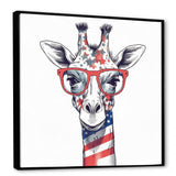 Red Blue Giraffe With Glasses - Giraffe Canvas Wall Art