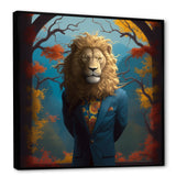 Yellow Blue Lion In Suit - Yellow Lion Wall Art