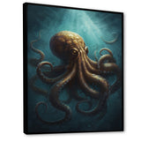 Brown Blue Octopus Under The Sea - Brown Octopus Wall Art