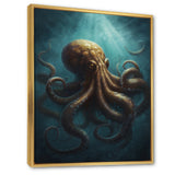 Brown Blue Octopus Under The Sea - Brown Octopus Wall Art