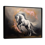 White Pink horse On The Run - Horse Framed Canvas Art