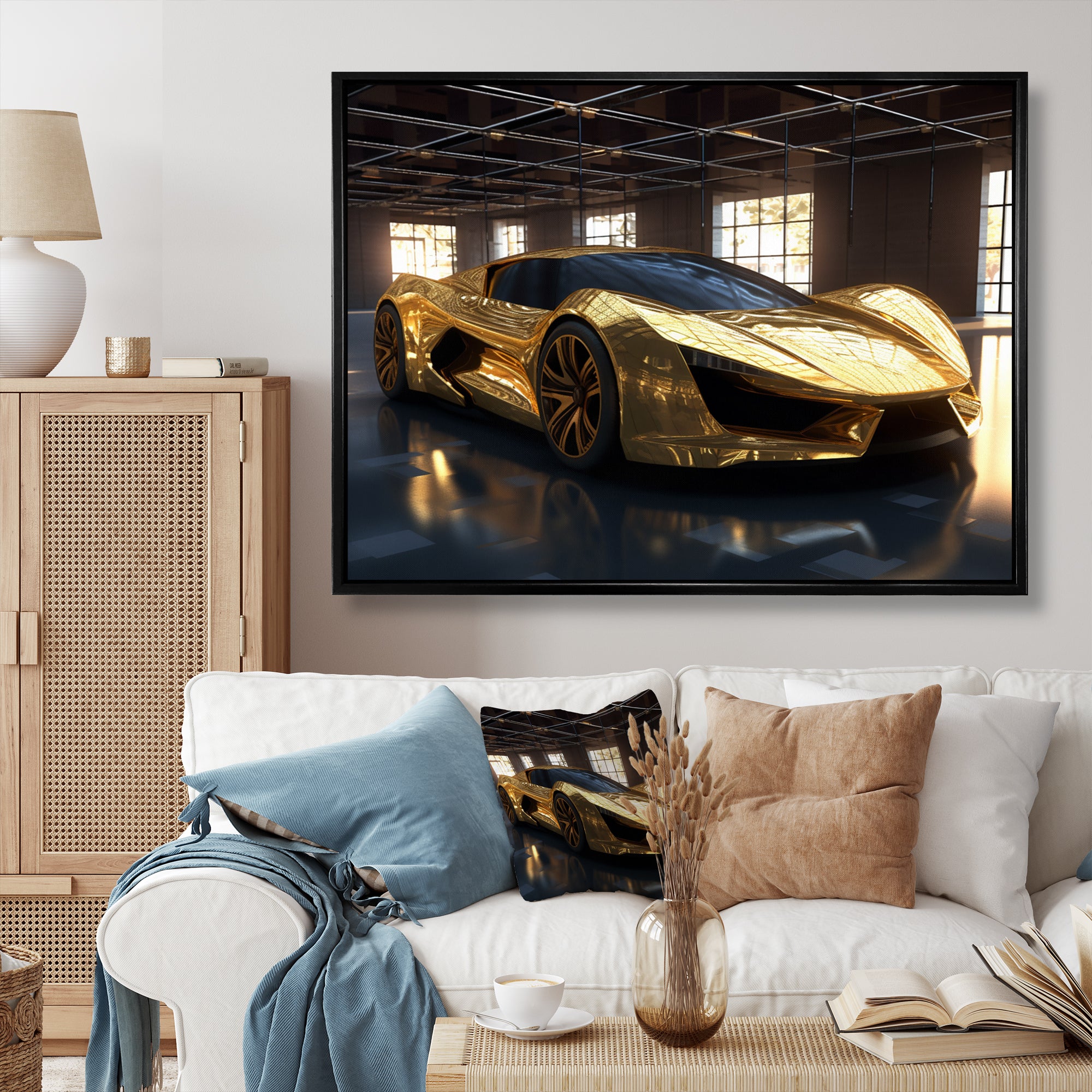 Gold And Black Iconic Car Legends I - Car Exotic Canvas Wall Art