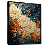 IDesignart Orange Teal Botanical Whirlwind III - Abstract Canvas Wall Art