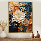 Designart Orange Teal Botanical Whirlwind IV - Abstract Canvas Wall Art