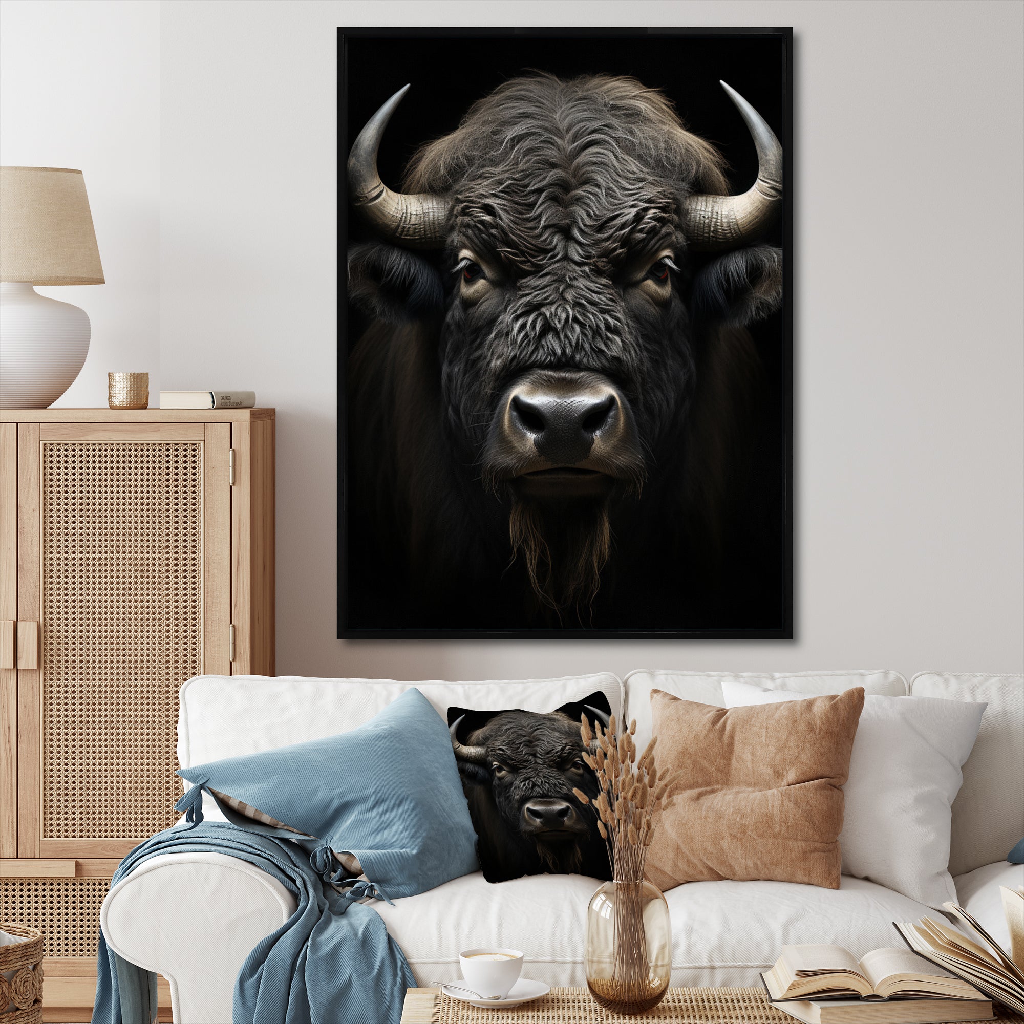 Black White Animal Buffalo Bison - Buffalo Wall Art Prints