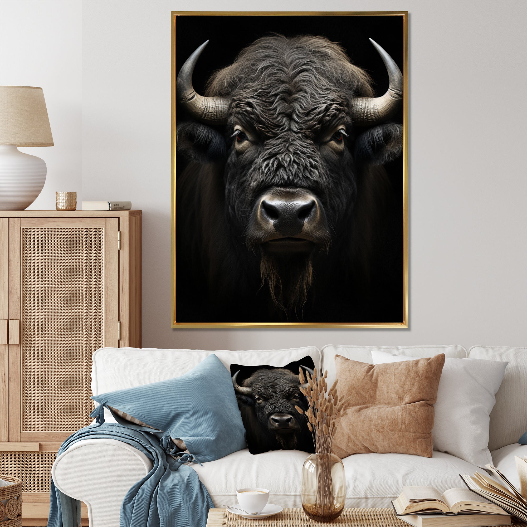 Black White Animal Buffalo Bison - Buffalo Wall Art Prints