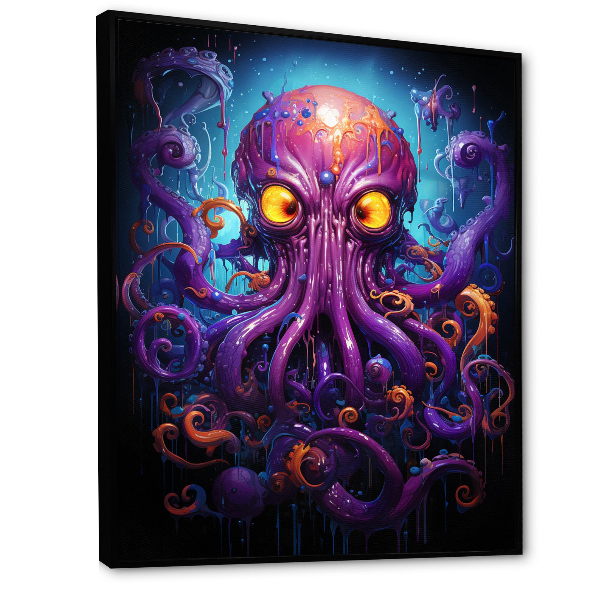 Purple Animal Electric Octopus Drips - Octopus Wall Decor