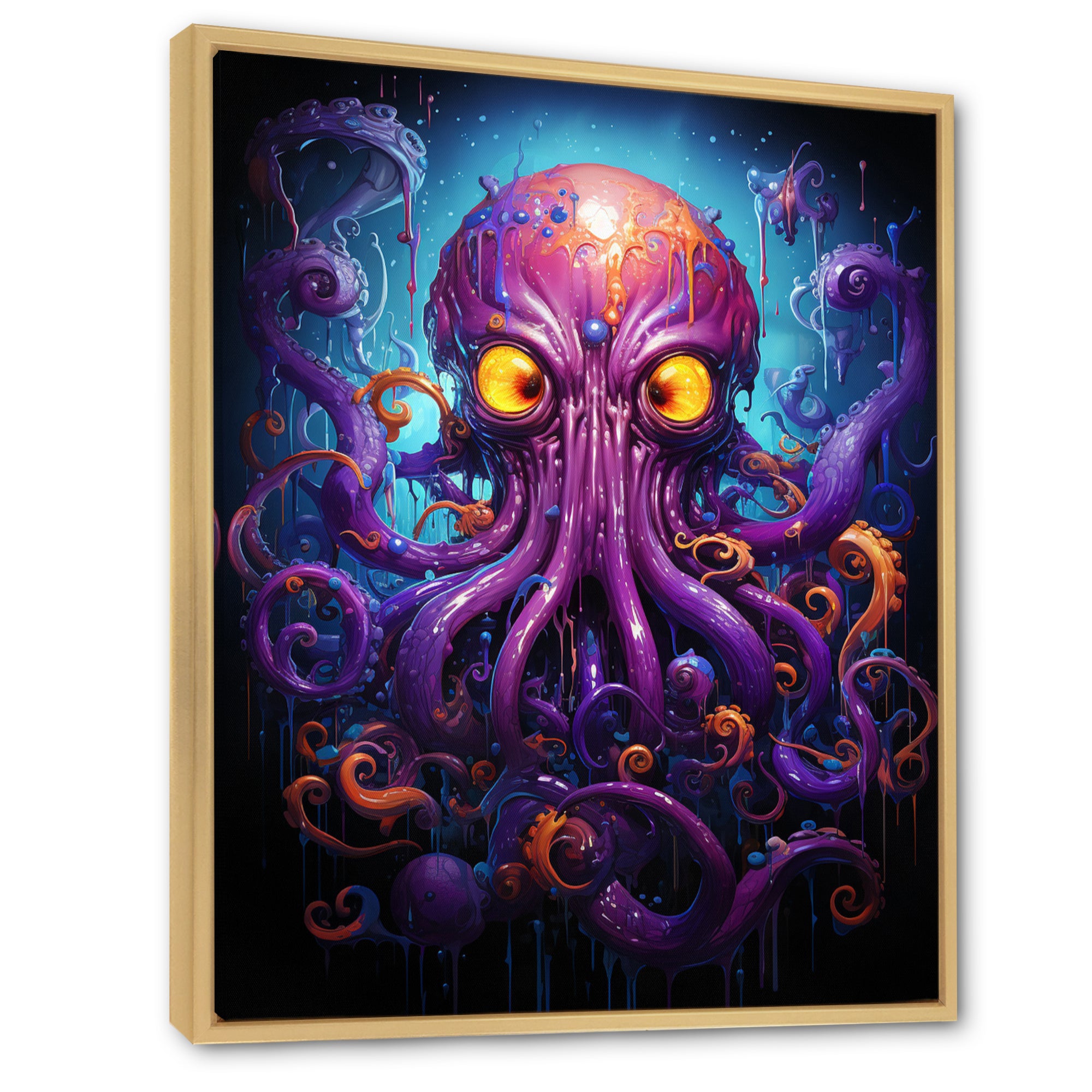 Purple Animal Electric Octopus Drips - Octopus Wall Decor