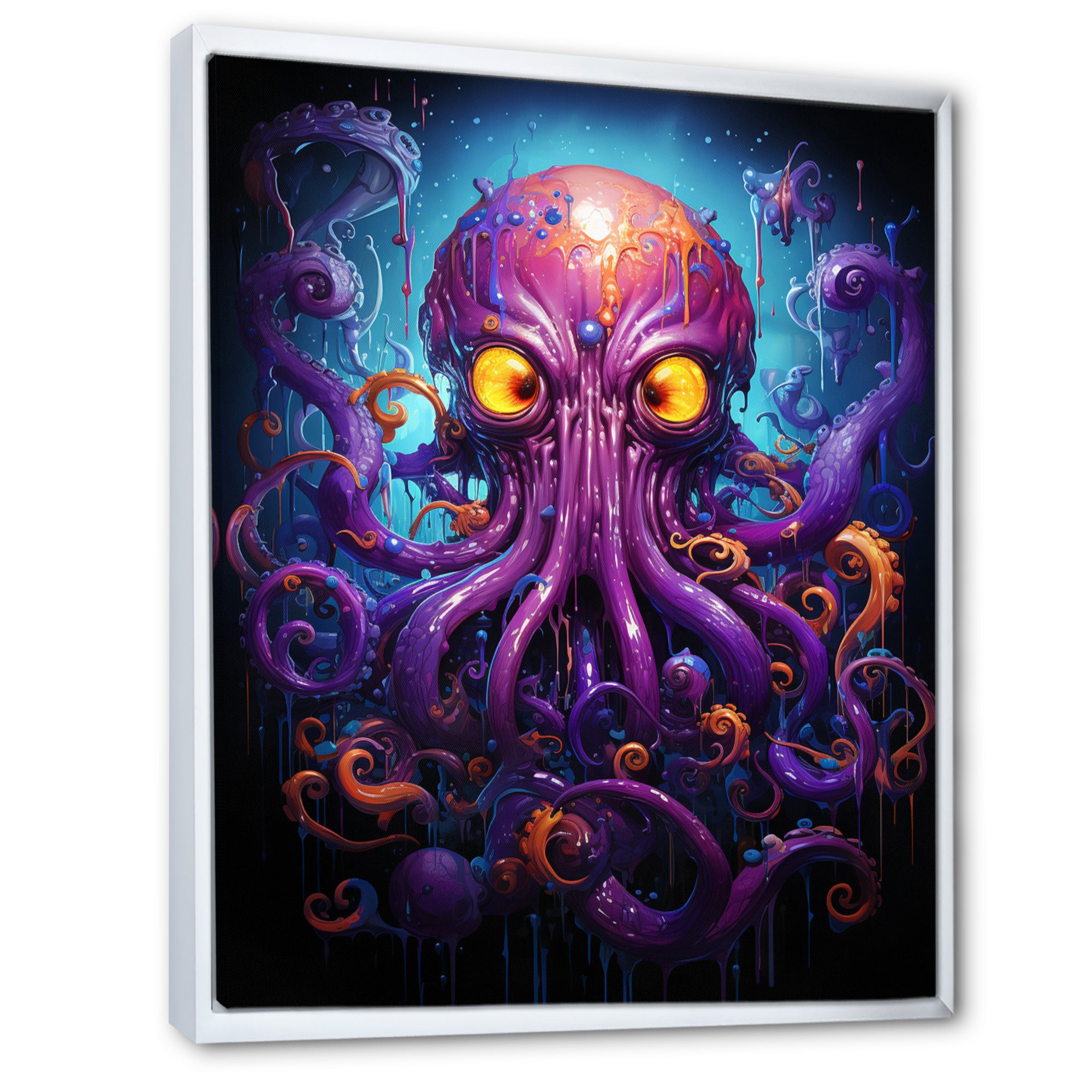 Purple Animal Electric Octopus Drips - Octopus Wall Decor