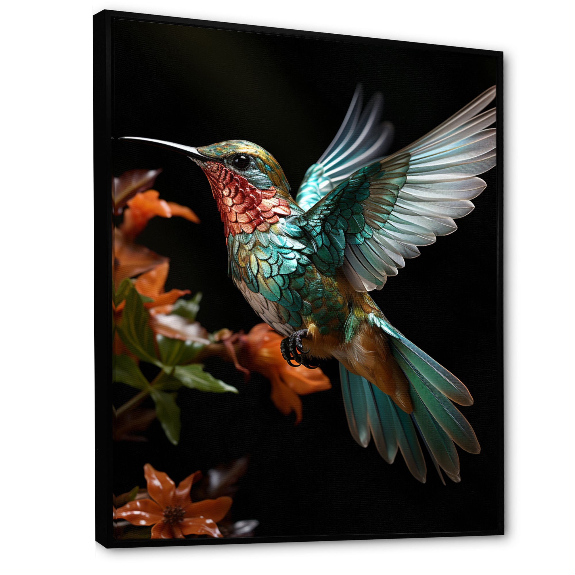 Teal Orange Animal Hummingbird - Hummingbird Wall Decor