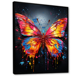 Coral Yellow Neon Butterfly Electric - Butterfly Framed Canvas Art