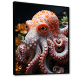 Coral Octopus Lunar Reflections - Octopus Living Room Wall Art