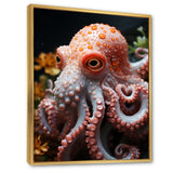Coral Octopus Lunar Reflections - Octopus Living Room Wall Art