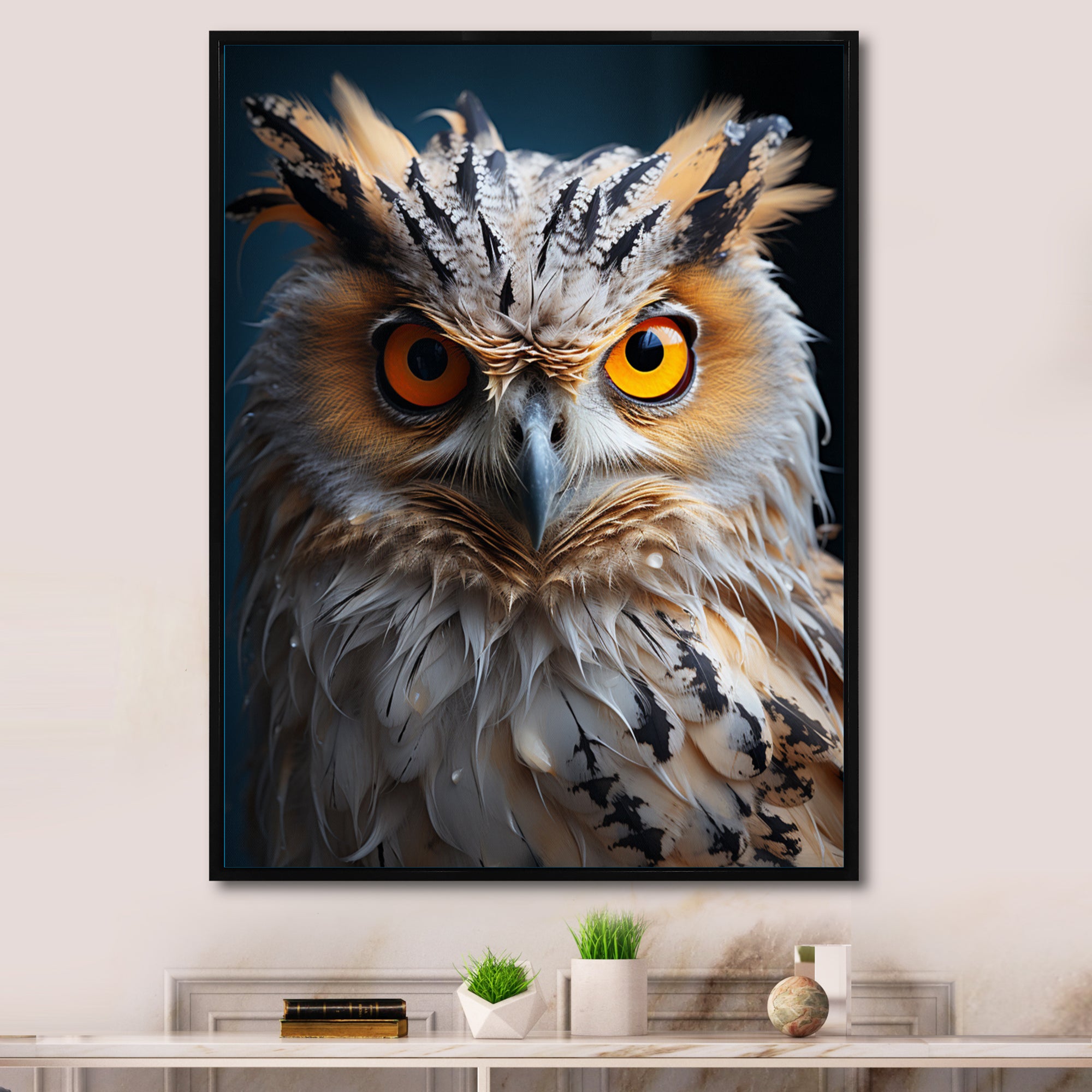 White Yellow Animal Owl - Owl Bedroom Wall Art