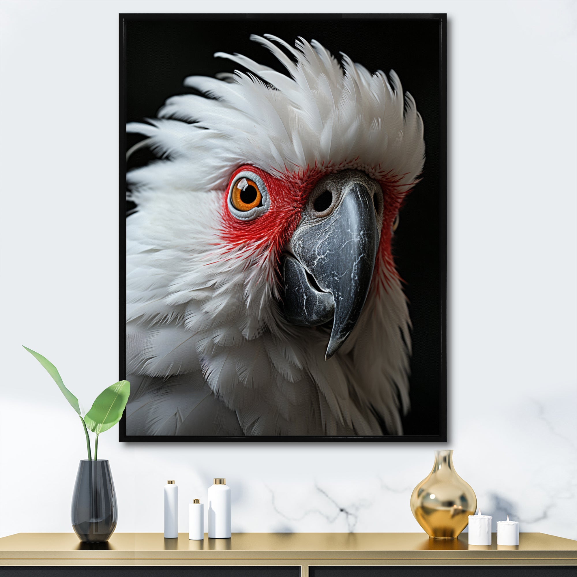 White Coral Animal Parrot - Parrot Canvas Wall Art