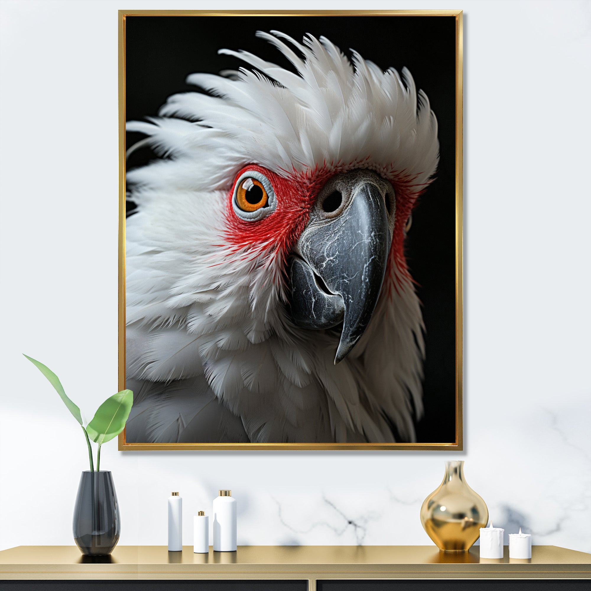 White Coral Animal Parrot - Parrot Canvas Wall Art