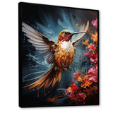 Teal Orange Animal Ruby Hummingbird Drips - Hummingbird Home Decor Art