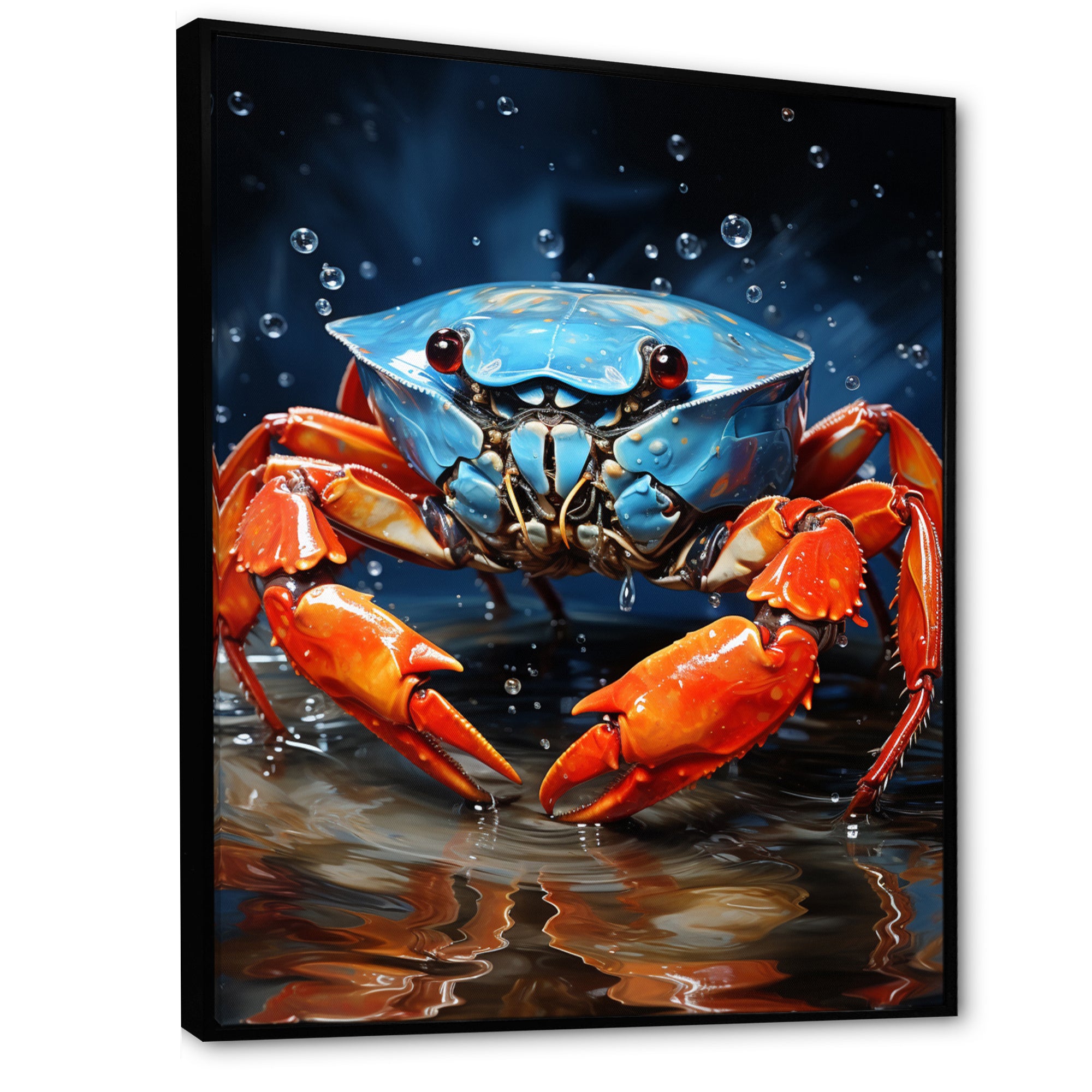 Scarlet Crab Drips - Crab Living Room Wall Art