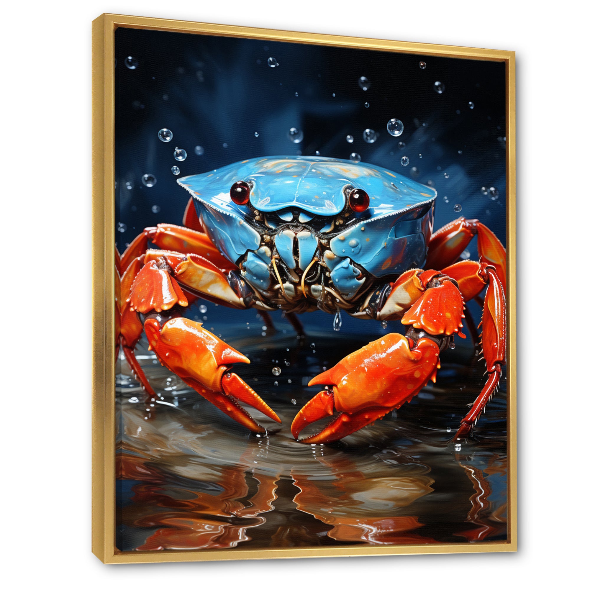 Scarlet Crab Drips - Crab Living Room Wall Art