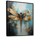 Gold Animal Turquoise Dragonfly Drips - Dragonfly Framed Canvas Art
