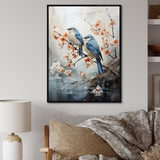 River Cascades and Birds - Blue Bird Floral Wall Art