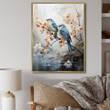 River Cascades and Birds - Blue Bird Floral Wall Art
