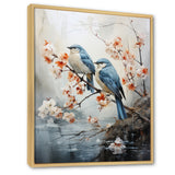 River Cascades and Birds - Blue Bird Floral Wall Art