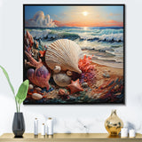 Seashell At Beach Symphony Pointillism - Seashell Wall Decor