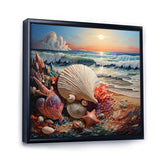 Seashell At Beach Symphony Pointillism - Seashell Wall Decor