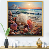 Seashell At Beach Symphony Pointillism - Seashell Wall Decor