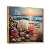 Seashell At Beach Symphony Pointillism - Seashell Wall Decor