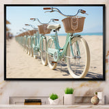 Bicycle Tranquil Pedaling By The Beach I - Bicycle Canvas Wall Art