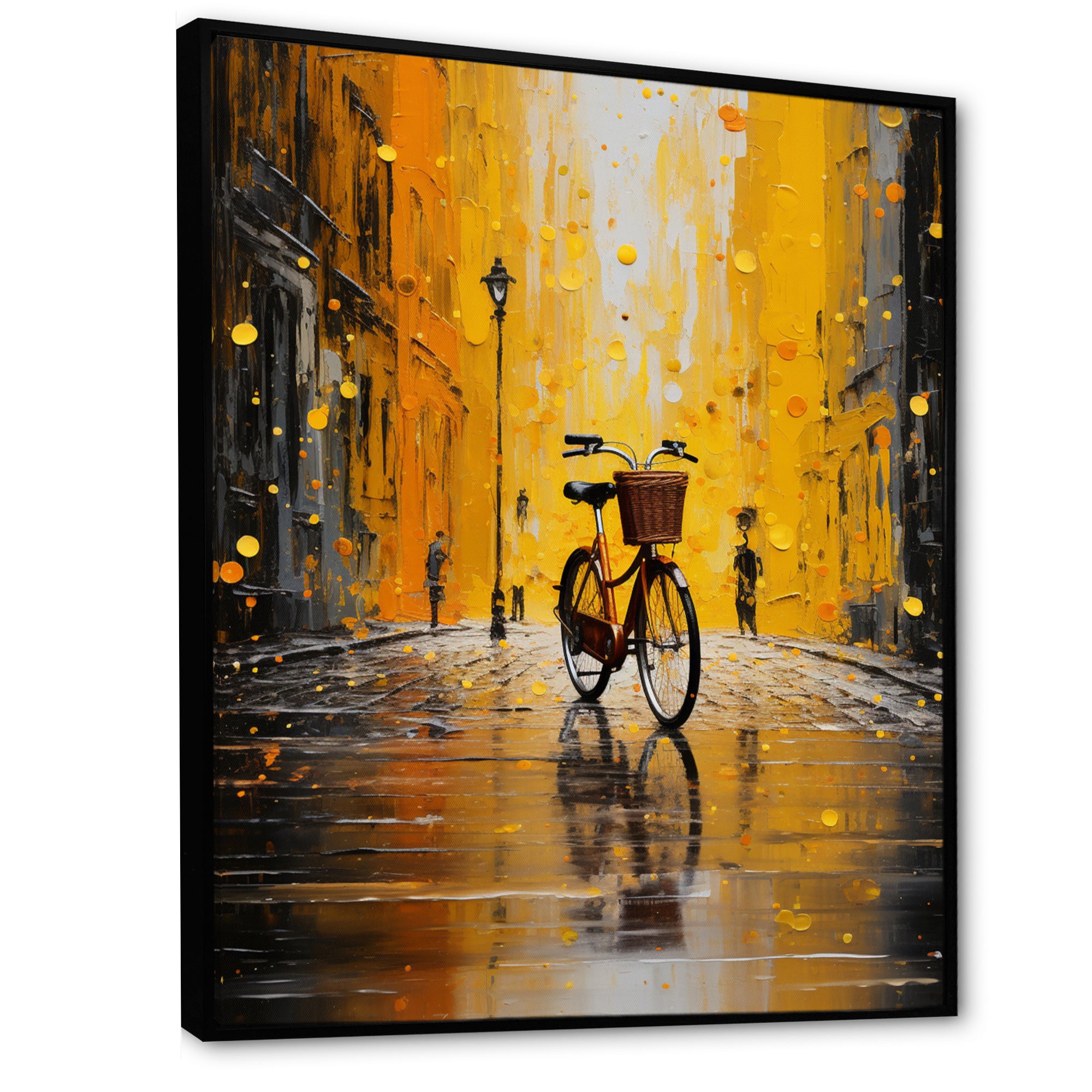 Bicycle Urban Rhythm Pointillism - Bicycle Canvas Wall Art