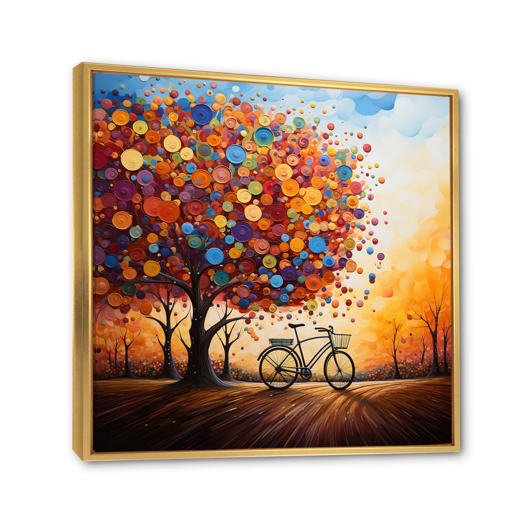 Bicycle Whirling Wheels Pointillism - Bicycle Canvas Wall Art