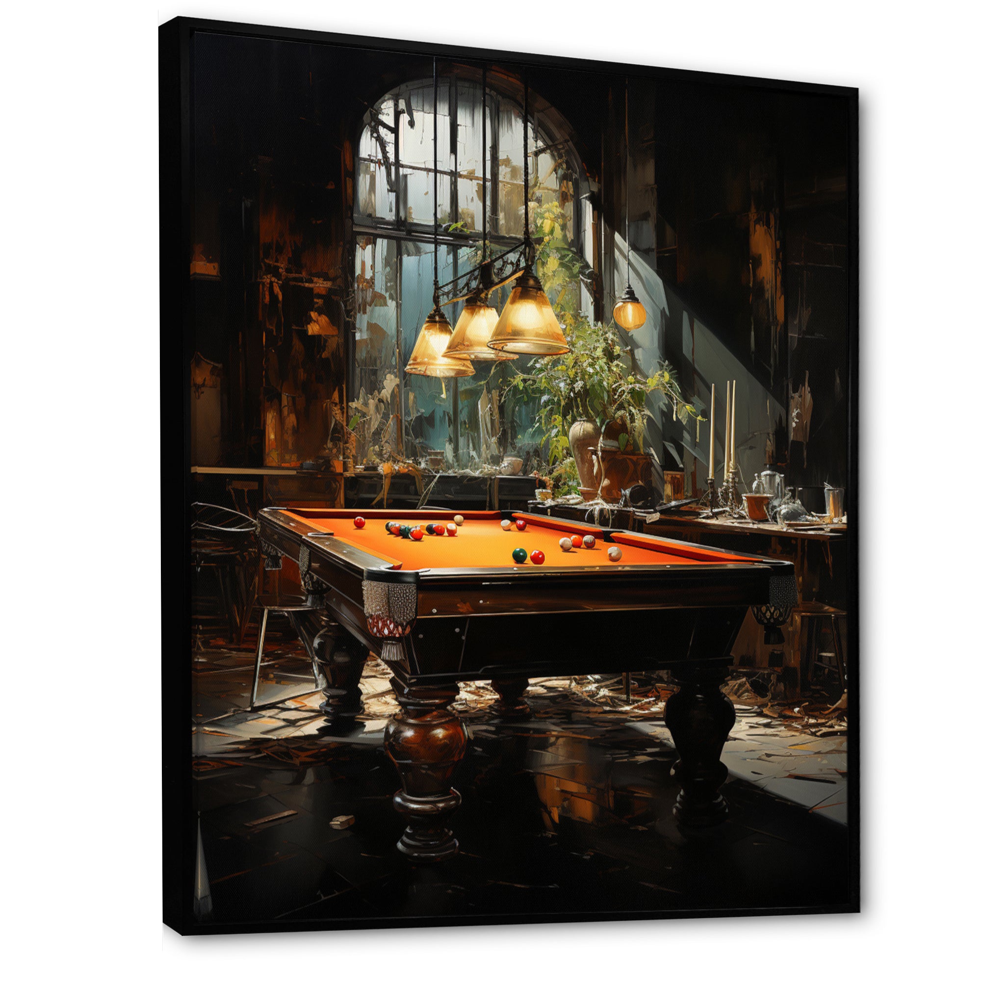 Billard Shadows In Motion I - Billiards Canvas Wall Art