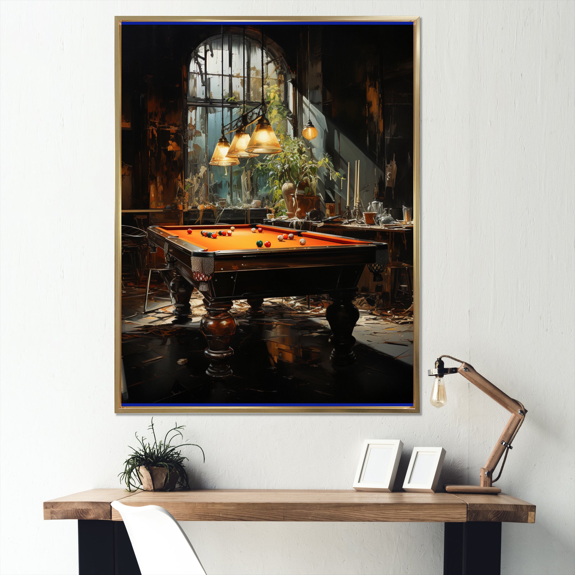 Billard Shadows In Motion I - Billiards Canvas Wall Art