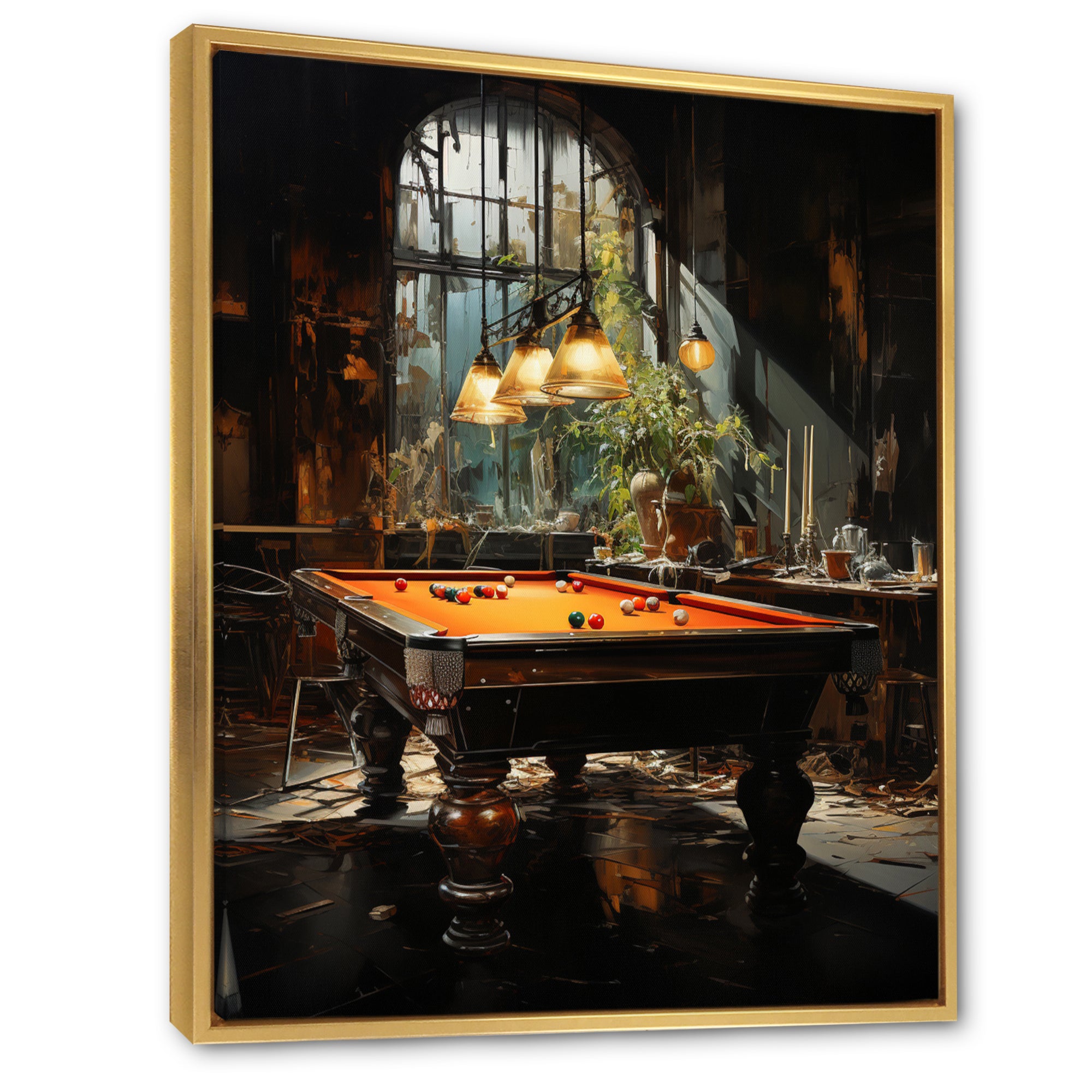 Billard Shadows In Motion I - Billiards Canvas Wall Art