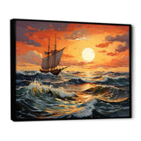 Orange Teal boat Energetic Storm I - Boat Canvas Wall Art