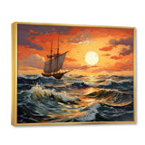Orange Teal boat Energetic Storm I - Boat Canvas Wall Art