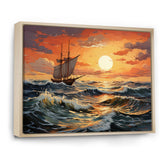 Orange Teal boat Energetic Storm I - Boat Canvas Wall Art