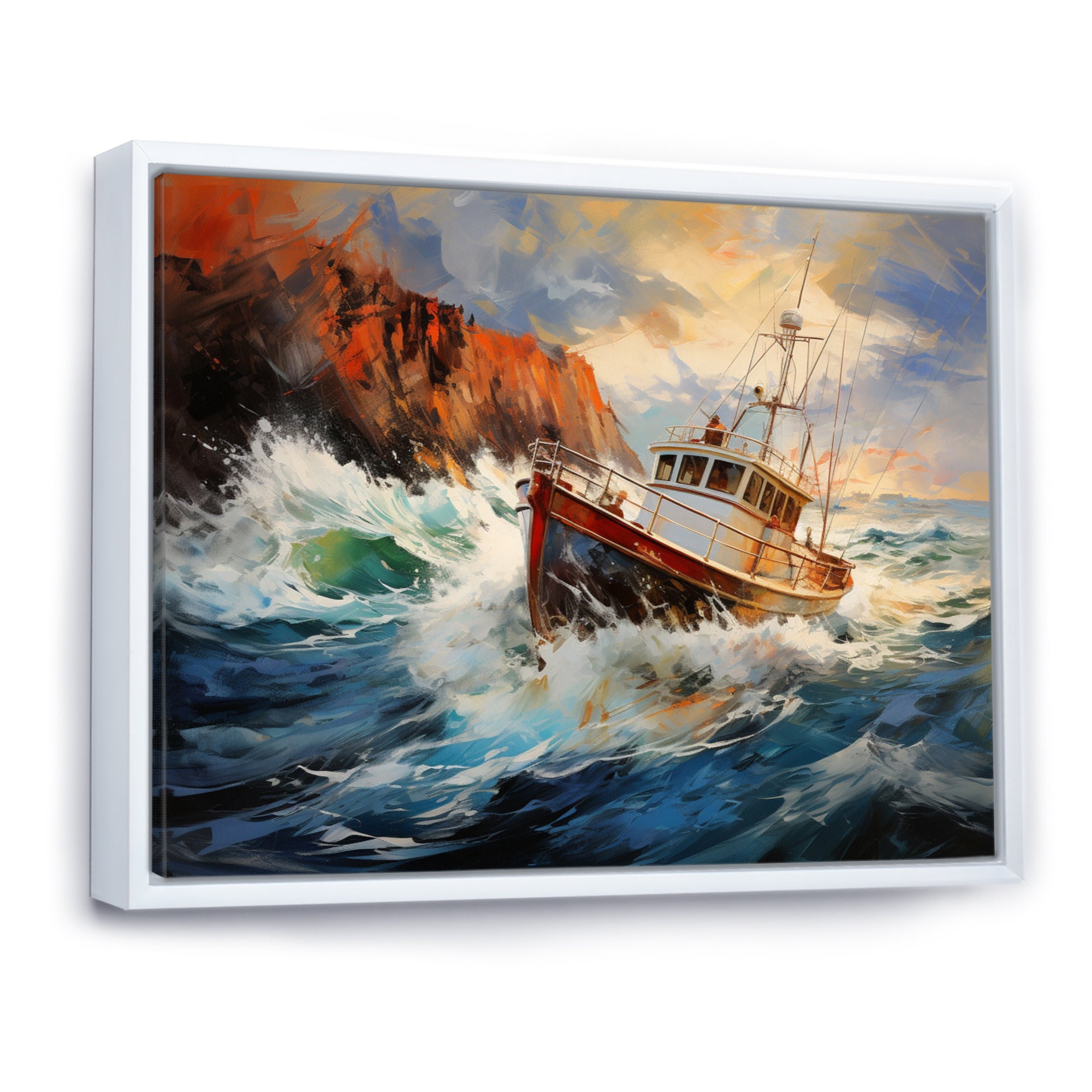 Fishing Boat Dreamy Storm - Boat Canvas Wall Art