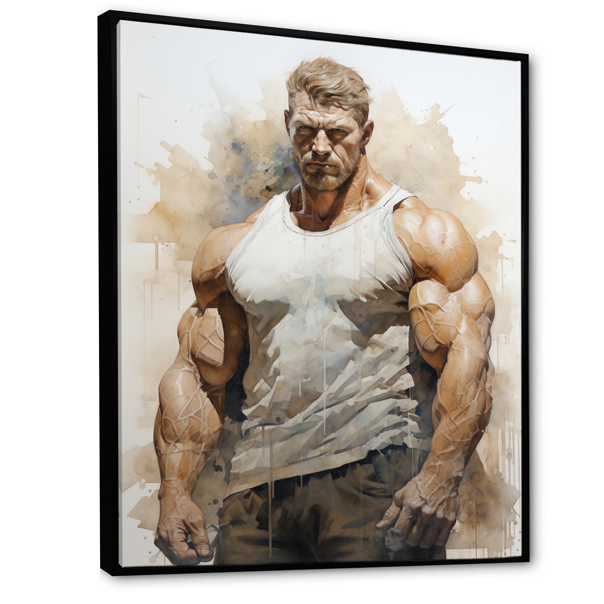 Bodybuilding Front Relaxed Pose I - Aerobic & Bodybuilding Canvas Wall Art