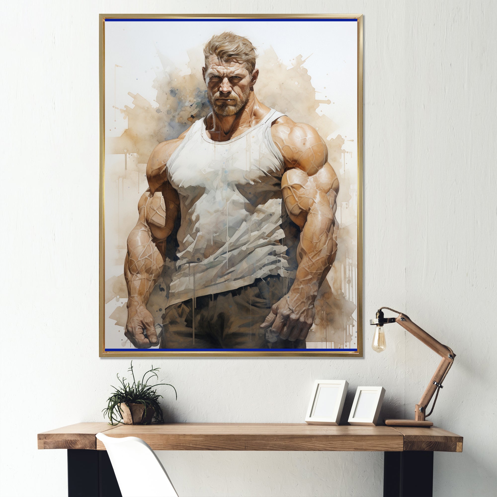 Bodybuilding Front Relaxed Pose I - Aerobic & Bodybuilding Canvas Wall Art