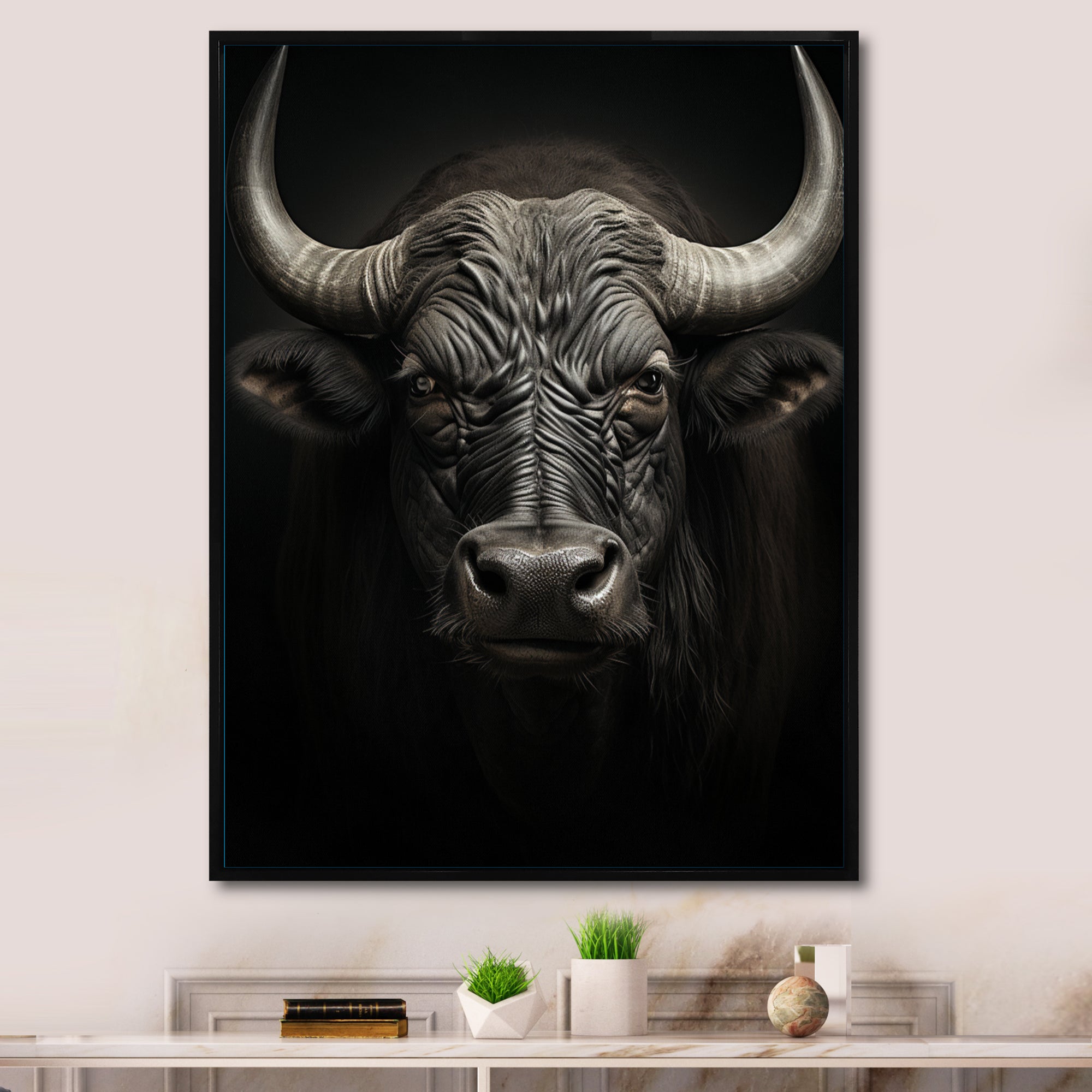 Grey Buffalo Majestic Horns - Buffalo Wall Art Prints