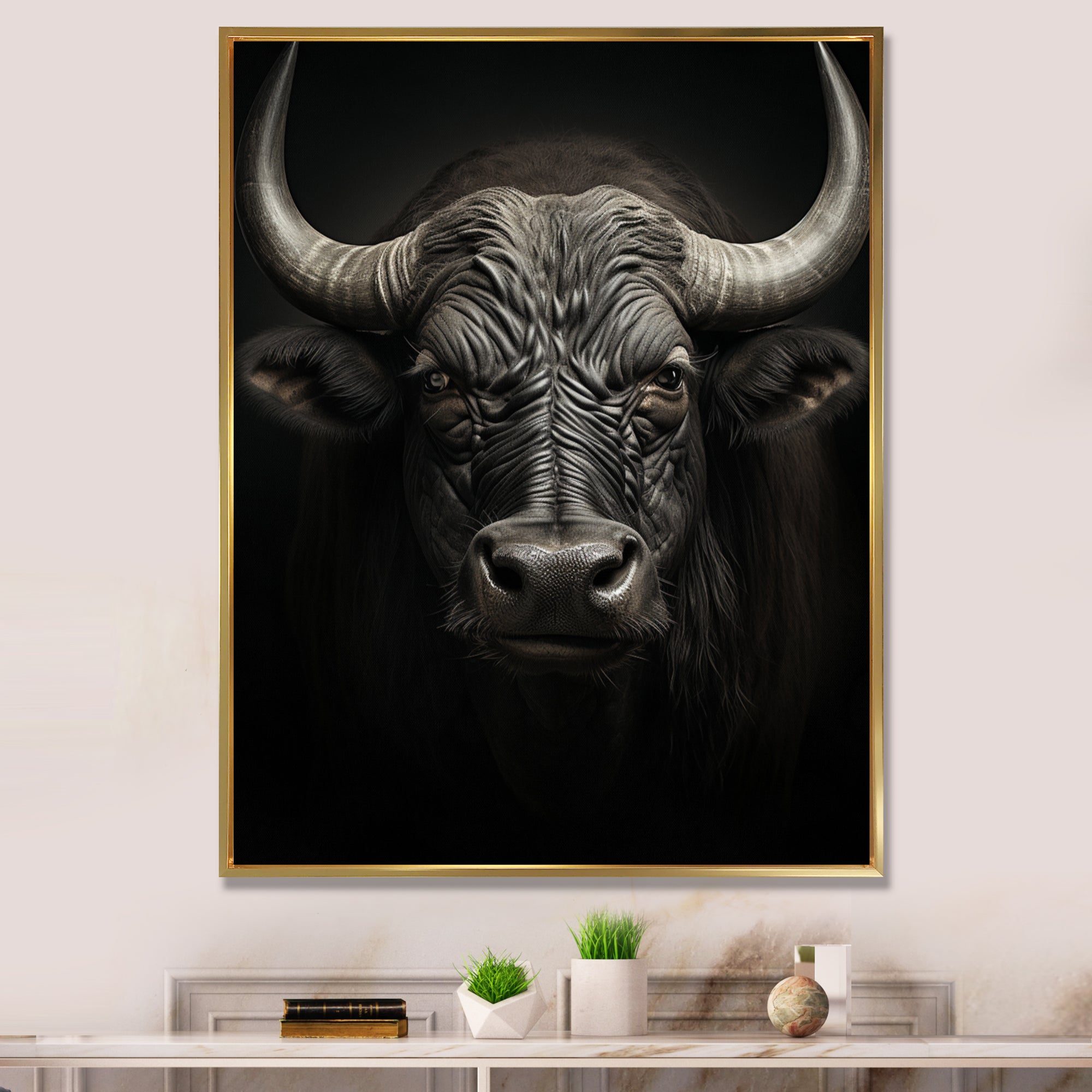 Grey Buffalo Majestic Horns - Buffalo Wall Art Prints