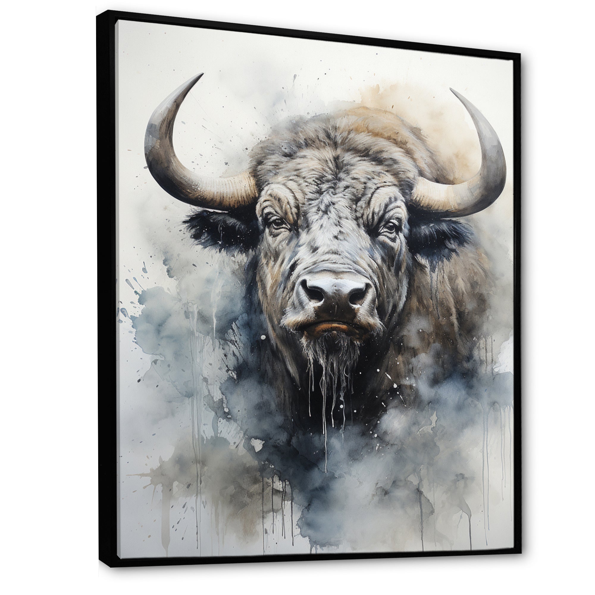 Grey Buffalo Majestic Profile Pointillism - Buffalo Wall Art Prints